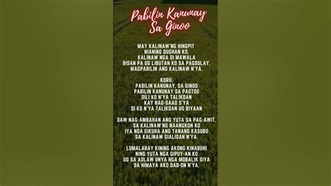 pabilin kanunay sa ginoo lyrics|Hymn: Gikinahanglan Ka .